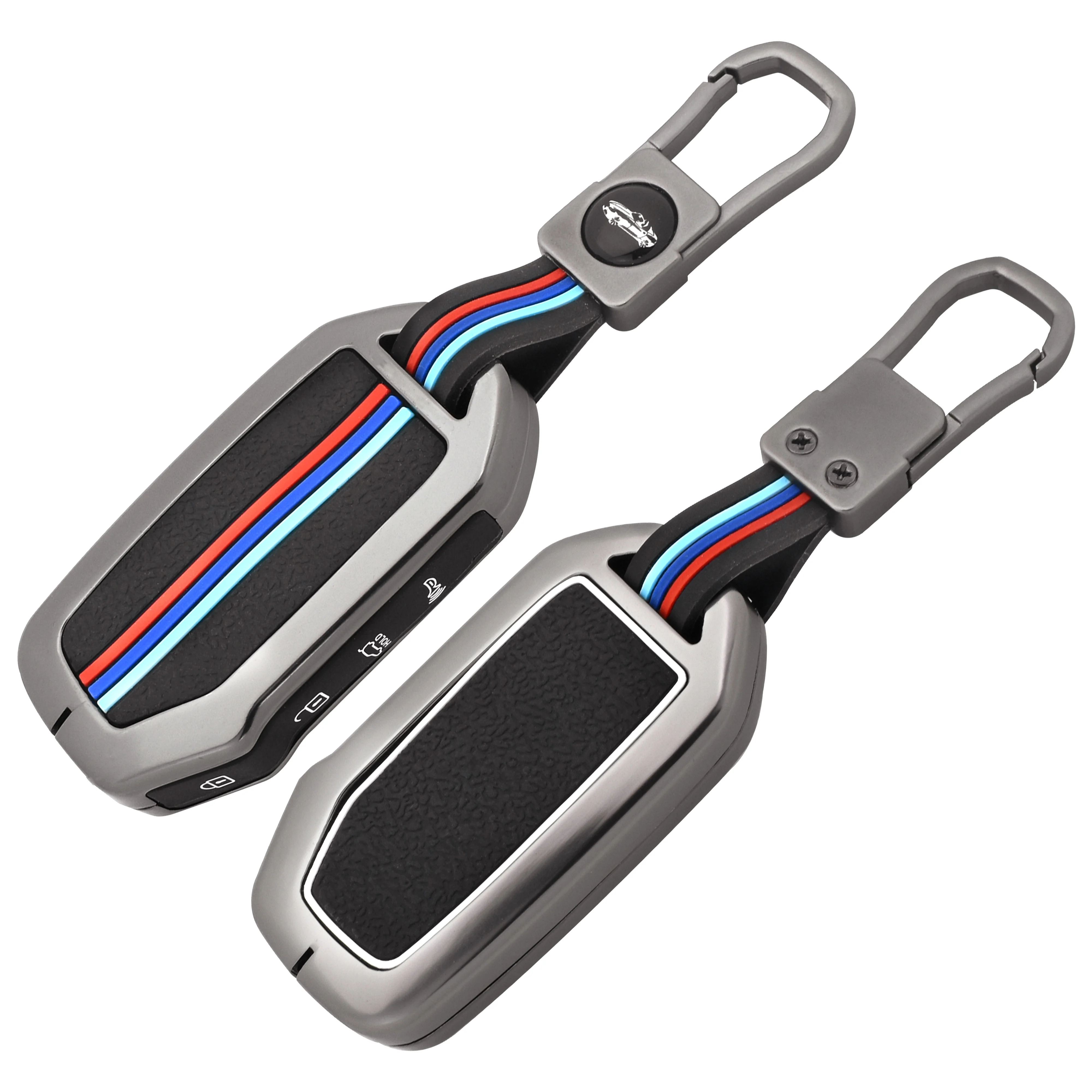 Image supplémentaire 1 de Coque de Clé Kia Smart Key Premium - Métal & Cuir avec Porte-Clé Tunis