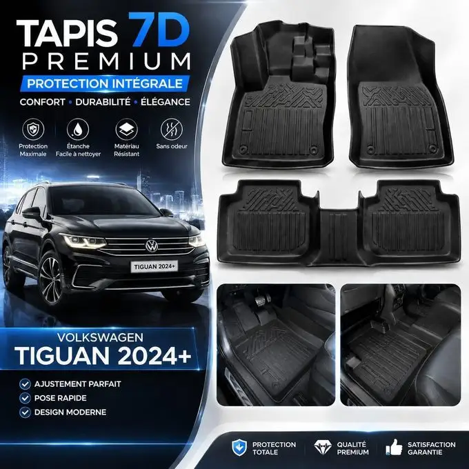 Image supplémentaire 1 de Tapis de Sol 7D Sur Mesure pour Nouveau Volkswagen Tiguan (Modèle 2024+) - Protection TPE Premium - Prix Tunisie
