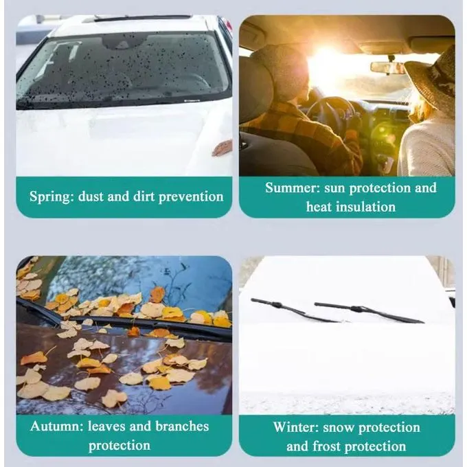 Image supplémentaire 4 de Couverture de Pare-Brise 4 Saisons – Protection Solaire, Anti-Givre et Imperméable