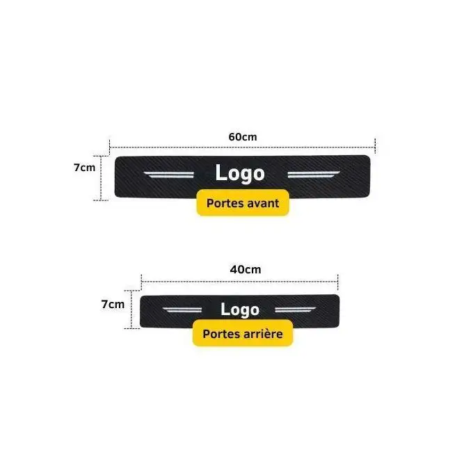 Image supplémentaire 3 de Kit de 4 Protections de Seuil de Porte Renault – Effet Fibre de Carbone Anti-Rayures