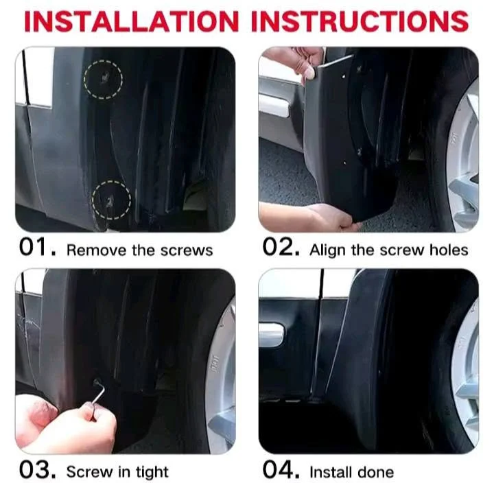 Image supplémentaire 1 de Bavettes de Protection Garde-Boue Voiture (Kit de 4) – Anti-Boue, Anti-Sable & Protection Carrosserie – Qualité Premium Tunisie