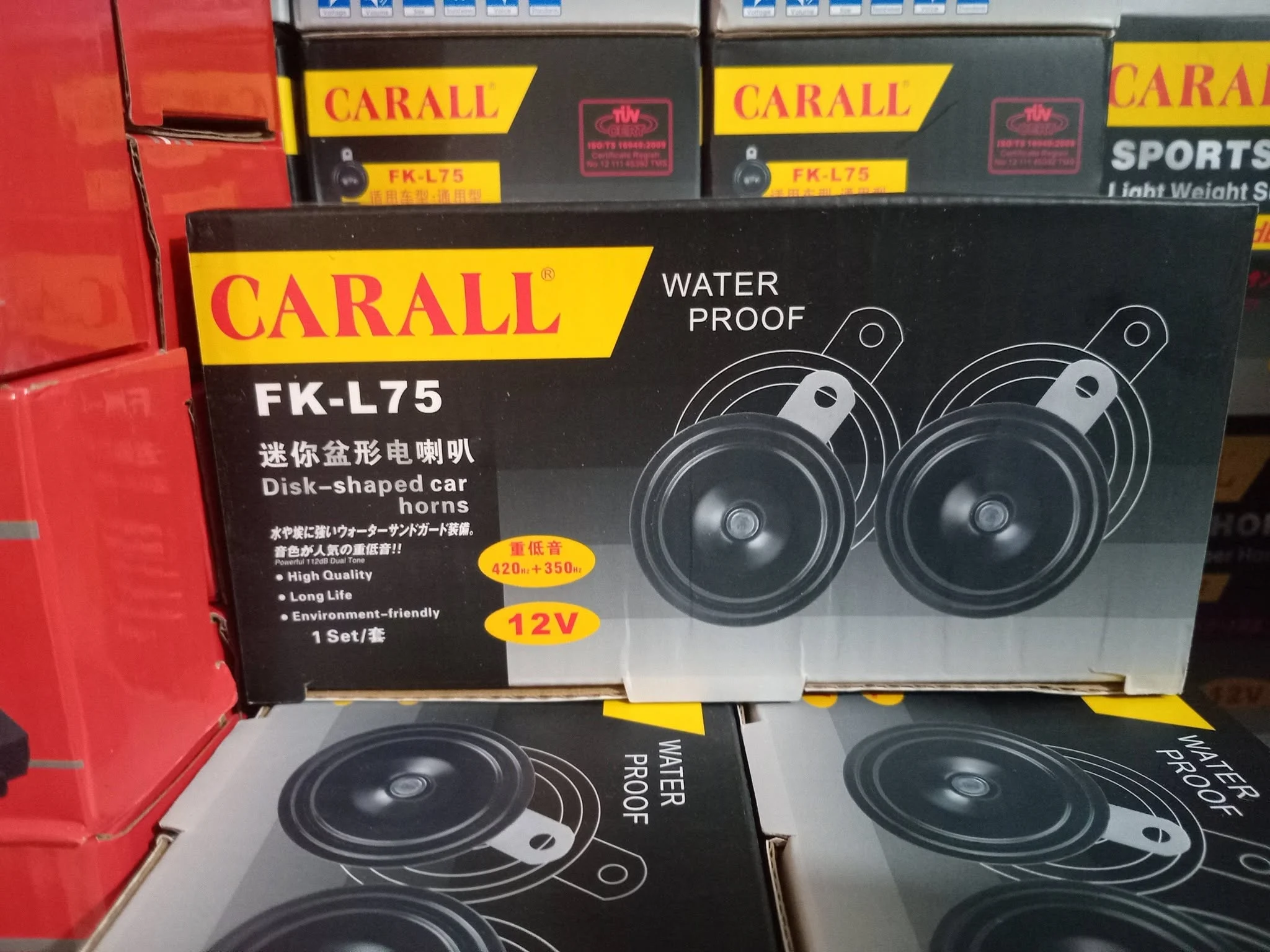 Image supplémentaire 2 de Klaxon de Voiture CARALL FK-L75 (Paire) – Double Ton Puissant 112dB – Étanche (Waterproof) – 12V Universel – Prix Tunisie