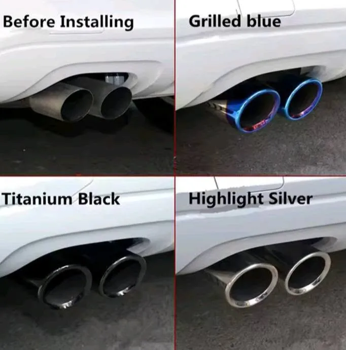 Image supplémentaire 1 de Embout d'Échappement Sport Universel en Acier Inoxydable – Finition Chrome, Noir Titane ou Bleu Brûlé – Installation Facile – Prix Tunisie