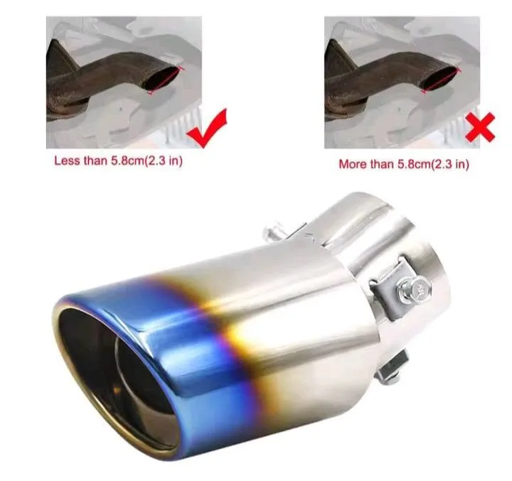 Image supplémentaire 3 de Embout d'Échappement Sport Universel en Acier Inoxydable – Finition Chrome, Noir Titane ou Bleu Brûlé – Installation Facile – Prix Tunisie