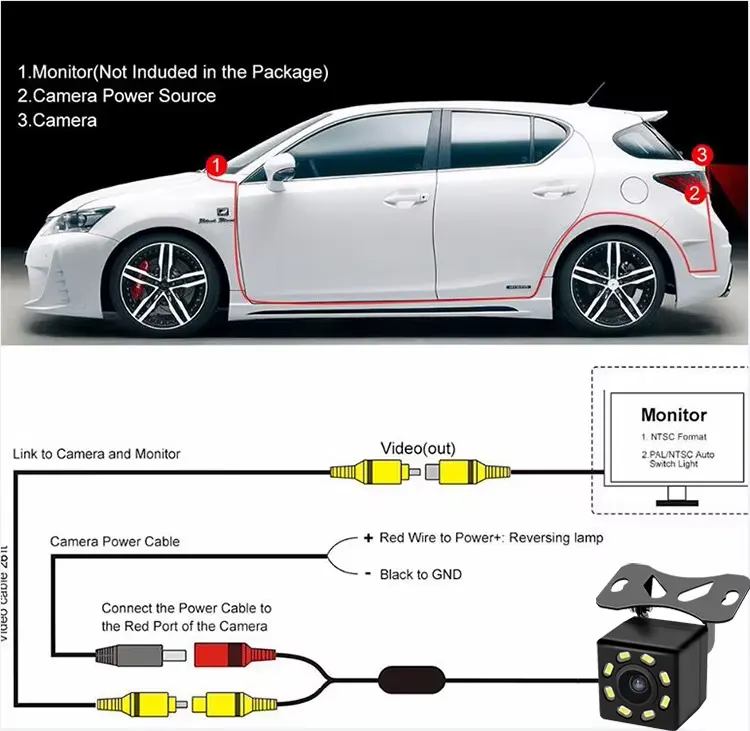 Image supplémentaire 6 de Moniteur de Caméra de Recul 4,3 Pouces pour Voiture – Écran Universel avec Affichage de Stationnement