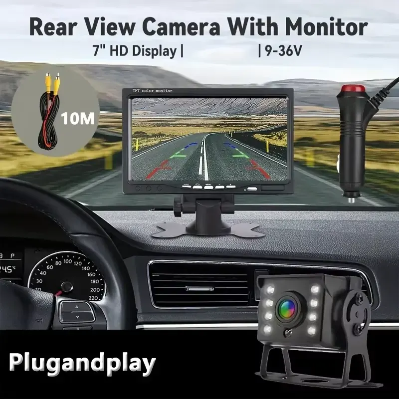 Image supplémentaire 1 de Moniteur de Recul 7 Pouces avec Caméra – Kit Plug & Play pour Camion, Remorque et Engin Professionnel