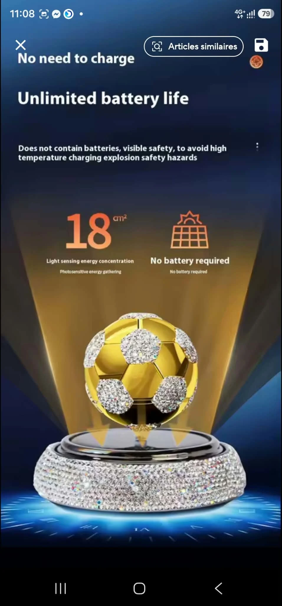 Image supplémentaire 2 de Diffuseur de Parfum Solaire Ballon de Football – Accessoire Décoratif pour Tableau de Bord