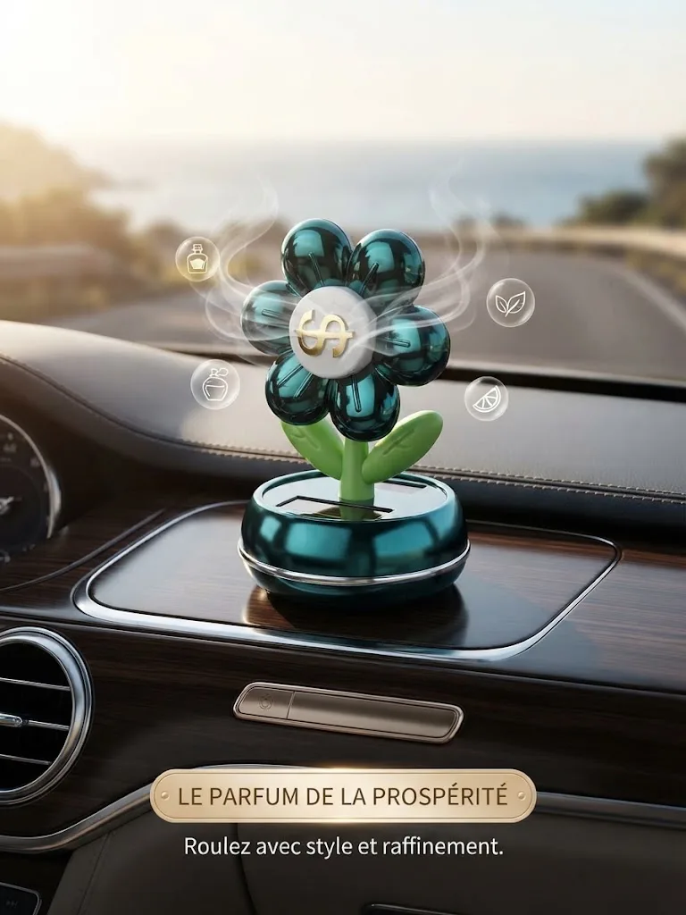 Image supplémentaire 1 de Diffuseur de Parfum Solaire Fleur pour Voiture – Désodorisant Élégant de Tableau de Bord à Tunis