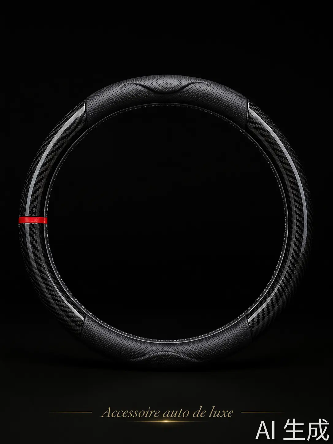 Image supplémentaire 1 de Couvre-Volant Luxe Glossy Carbon & Cuir Perforé - Finition Haute Brillance | Accessoires Auto Tunisie