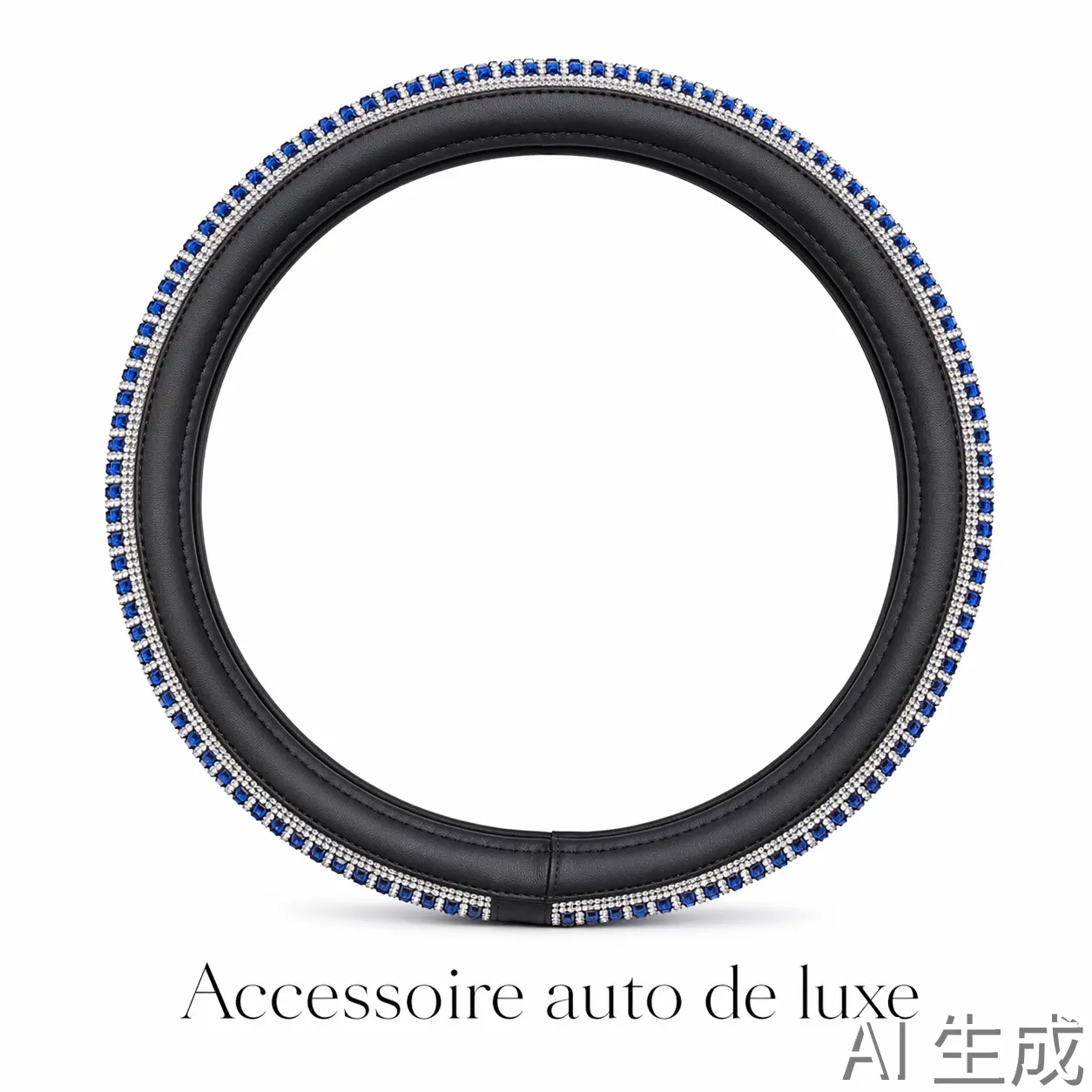 Image supplémentaire 1 de Couvre-Volant de Luxe serti de Cristaux Bleus et Diamants - Design Glamour & Chic | Accessoires Auto Tunisie