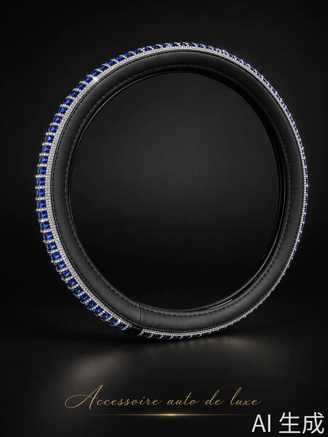 Image supplémentaire 2 de Couvre-Volant de Luxe serti de Cristaux Bleus et Diamants - Design Glamour & Chic | Accessoires Auto Tunisie