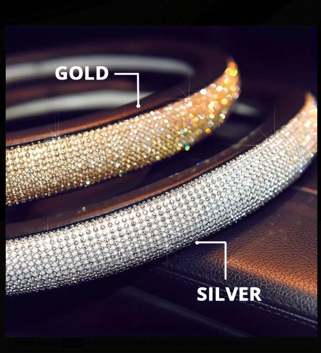Image supplémentaire 3 de   Couvre-Volant Lux Crystal – Cuir Noir & Diamants Champagne