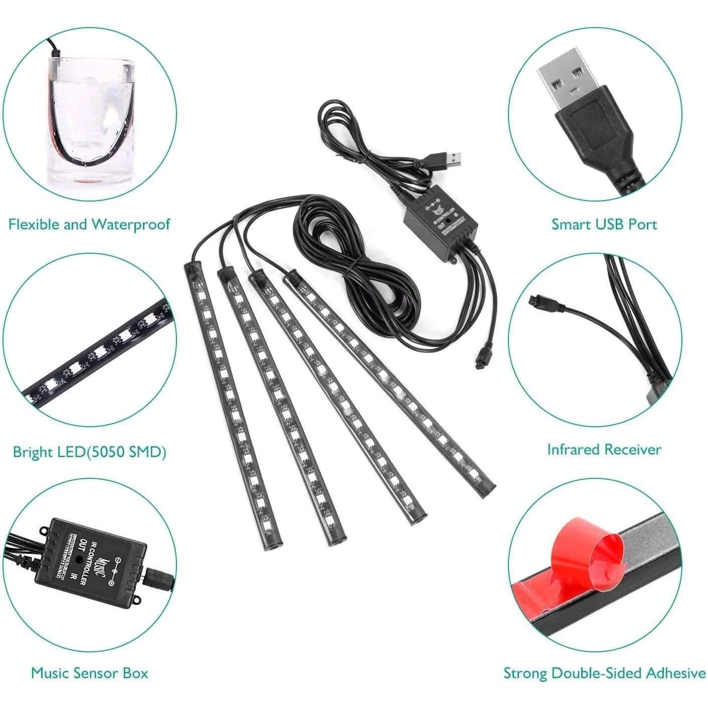Image supplémentaire 4 de Kit Ruban LED Ambiance Voiture RGB – Contrôle à Distance & Mode Musique – Prix Tunisie