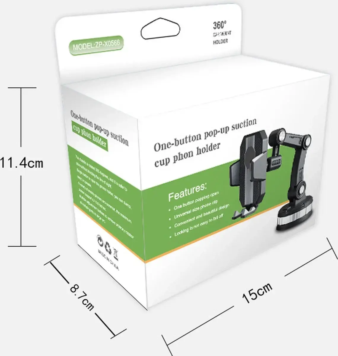 Image supplémentaire 2 de Support Téléphone Voiture à Ventouse Articulé 360°