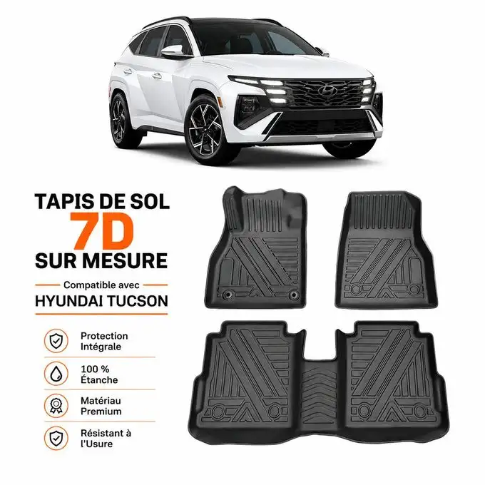 Tapis de Sol 7D Sur Mesure pour Hyundai Tucson - Protection Intégrale TPE Premium - Prix Tunisie