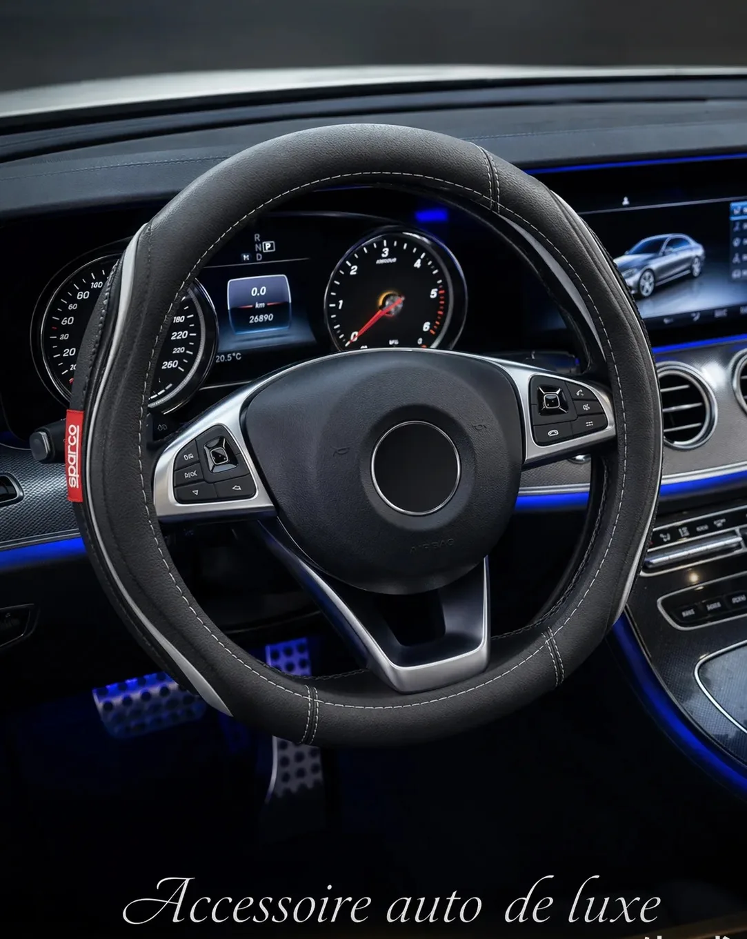 Couvre-Volant Sparco Premium - Cuir Antidérapant & Design Ergonomique | Accessoires Auto Tunisie