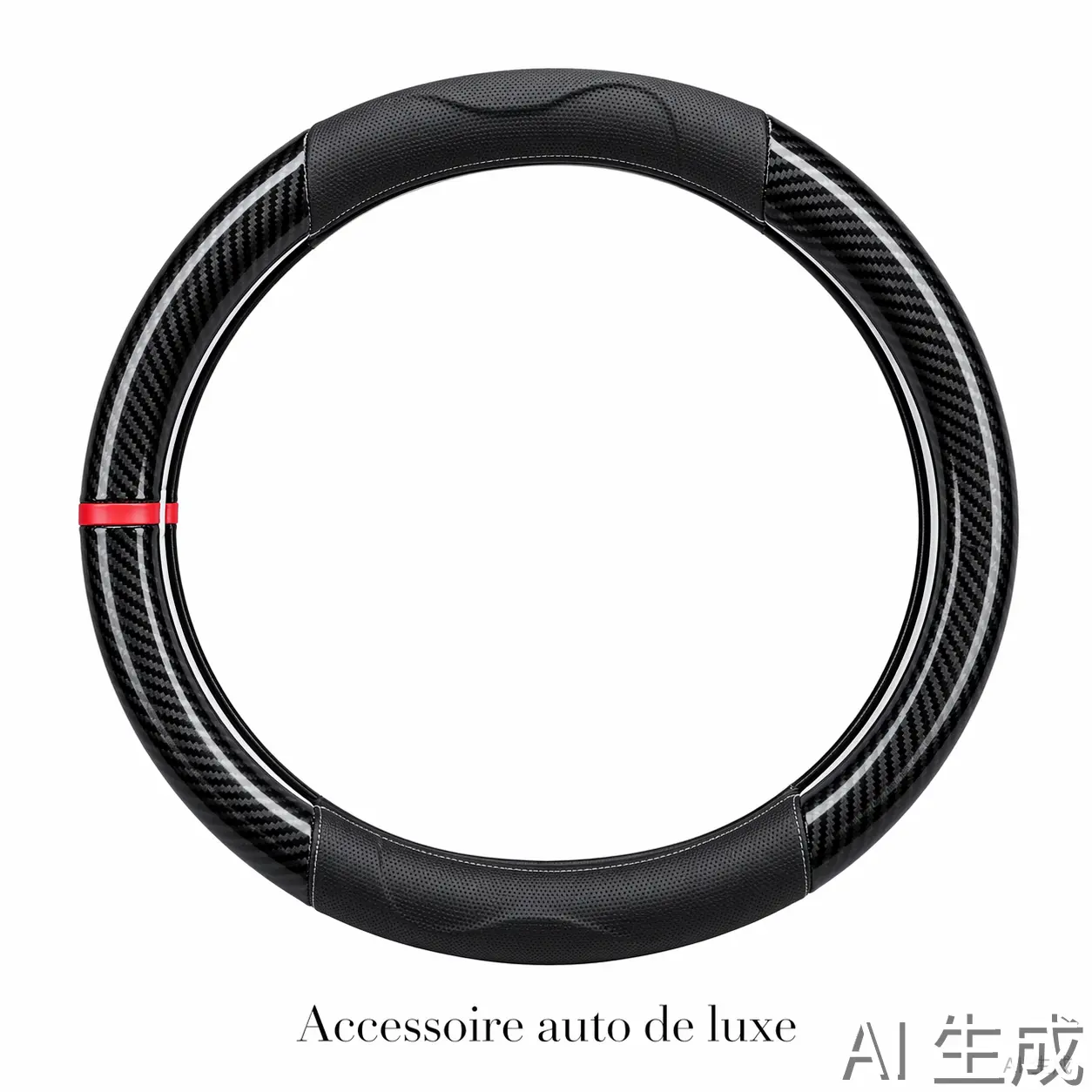 Couvre-Volant Luxe Glossy Carbon & Cuir Perforé - Finition Haute Brillance | Accessoires Auto Tunisie