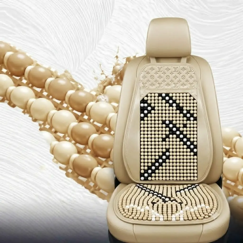 Couvre-Siège Auto Massant en Perles de Bois – Confort Premium & Style – Tunisie