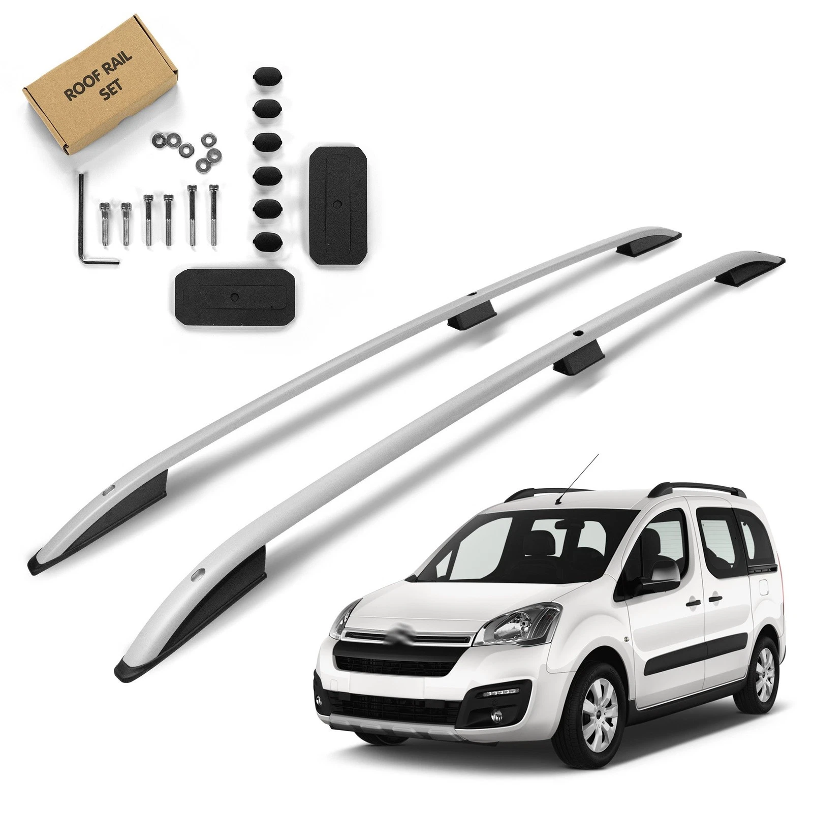 Barres de Toit Longitudinales Grises pour Citroën Berlingo & Peugeot Partner : Style et Capacité de Charge à Tunis.​