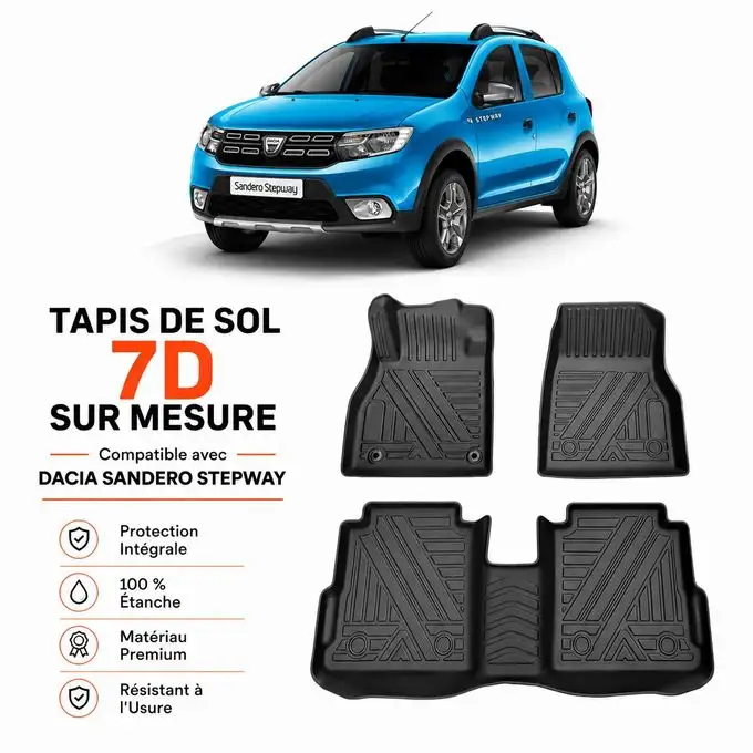 Tapis de Sol 7D Sur Mesure pour Dacia Sandero Stepway - Protection Intégrale TPE Premium - Prix Tunisie