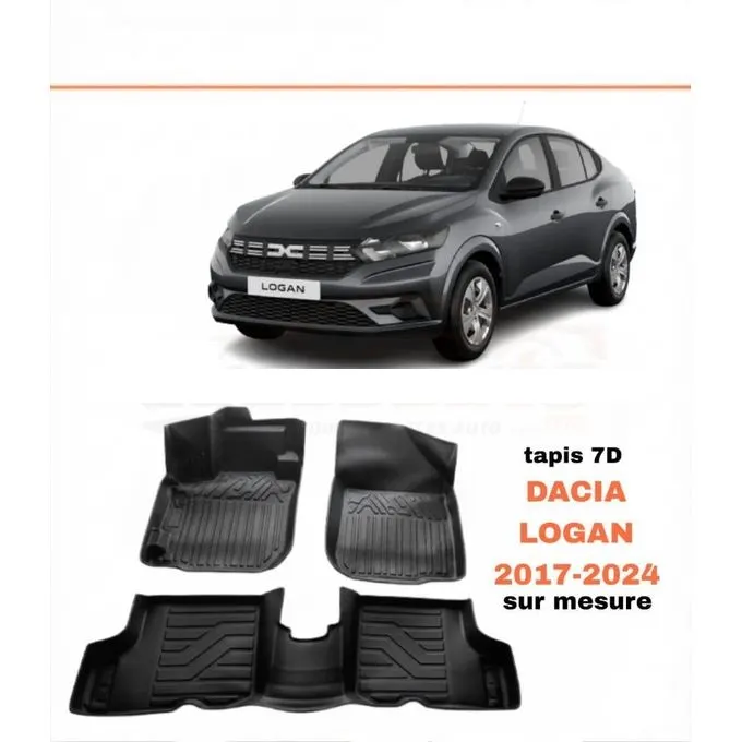 Tapis de Sol 7D Sur Mesure pour Dacia Logan (2017-2024) - Protection Intégrale TPE Premium - Prix Tunisie