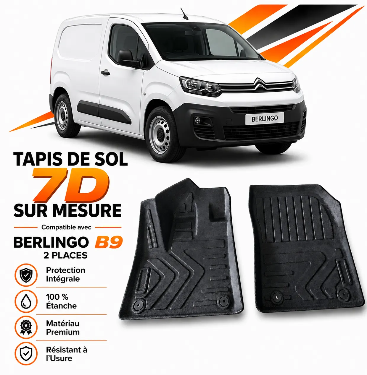 Tapis de Sol 7D Sur Mesure pour Citroën Berlingo B9 (2 Places) – Protection Intégrale & Étanche
