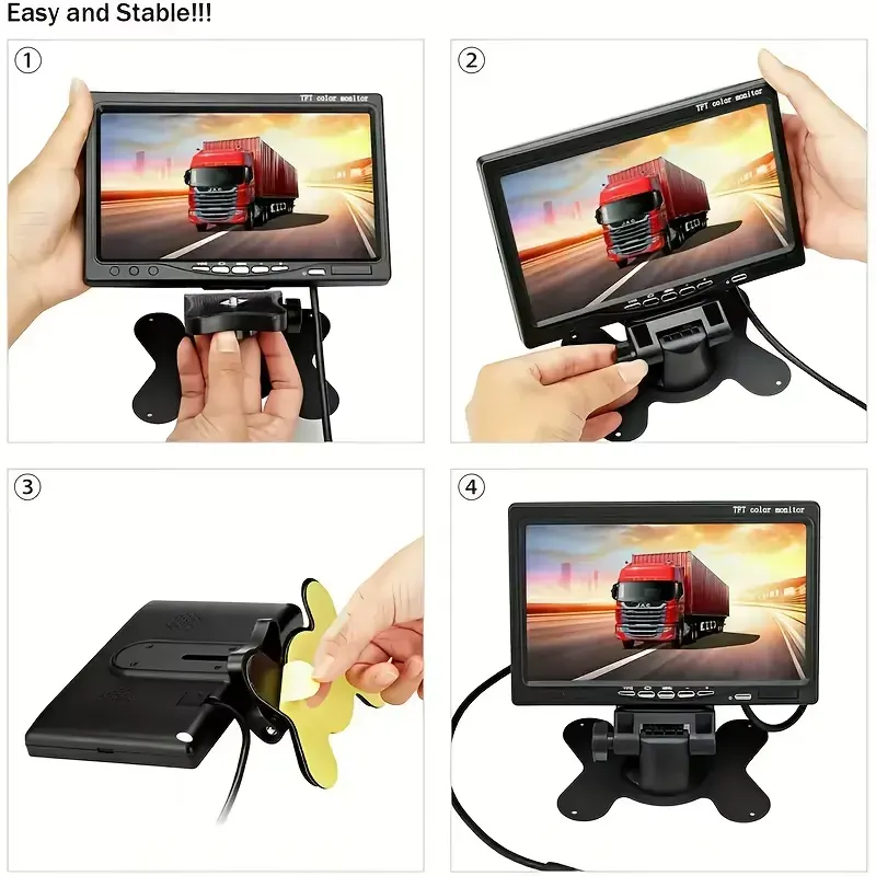 Moniteur de Recul 7 Pouces avec Caméra – Kit Plug & Play pour Camion, Remorque et Engin Professionnel