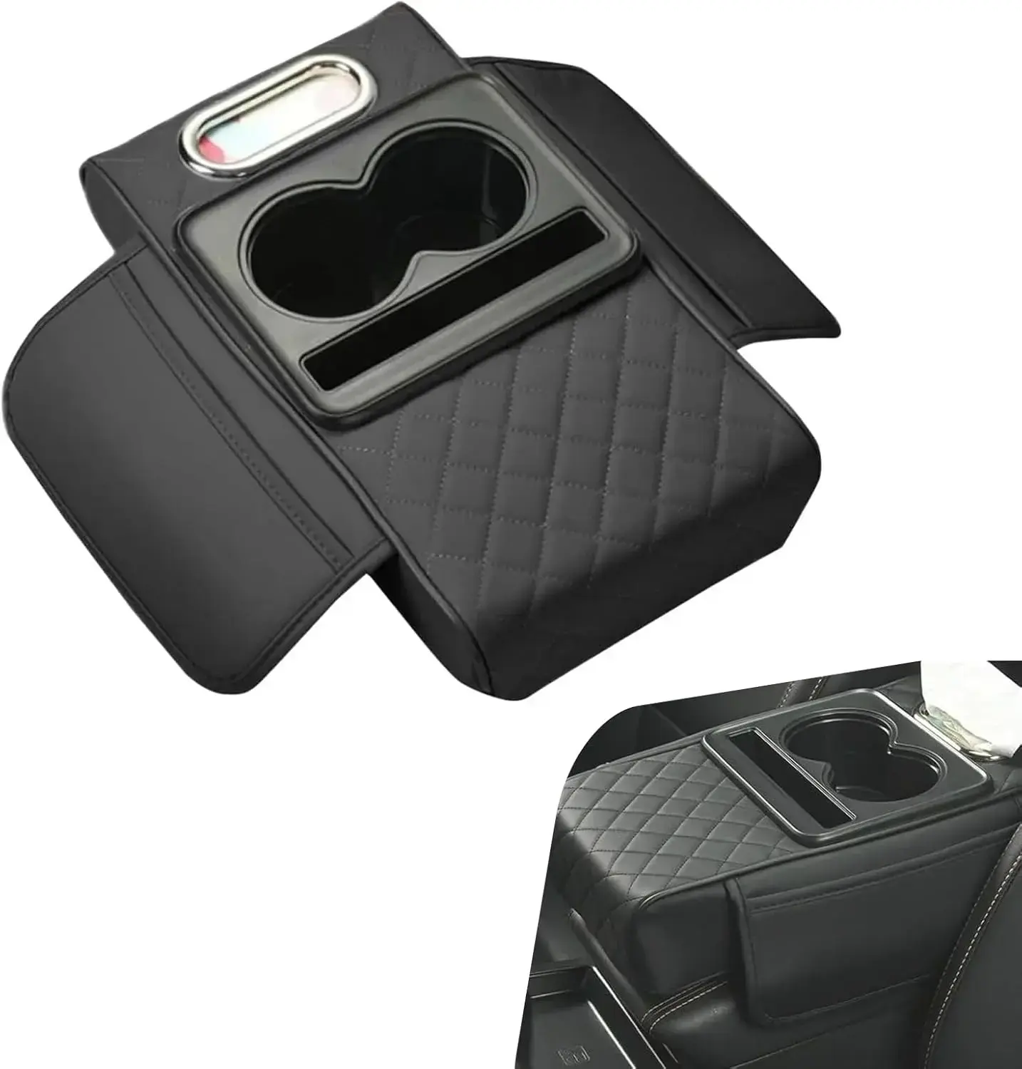 noir - Coussin Accoudoir Voiture 