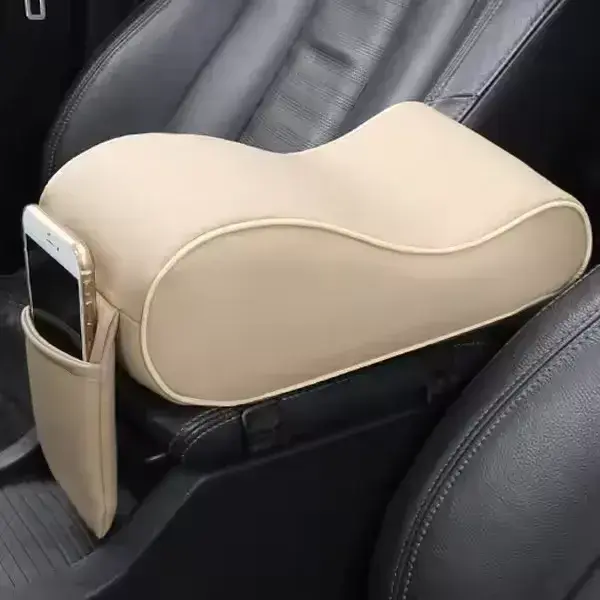 beige - Coussin d'Accoudoir Central Ergonomique : Le confort premium pour vos longs trajets à Tunis.​