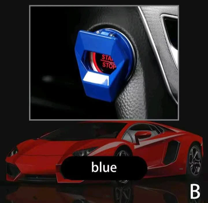 bleu - Couvercle de Protection Bouton Start/Stop Voiture – Effet Carbone Sport – Protection Anti-Rayures & Design Premium – Prix Tunisie