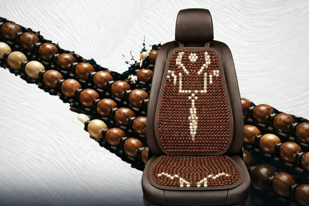 marron - Couvre-Siège Auto Massant en Perles de Bois – Confort Premium & Style – Tunisie