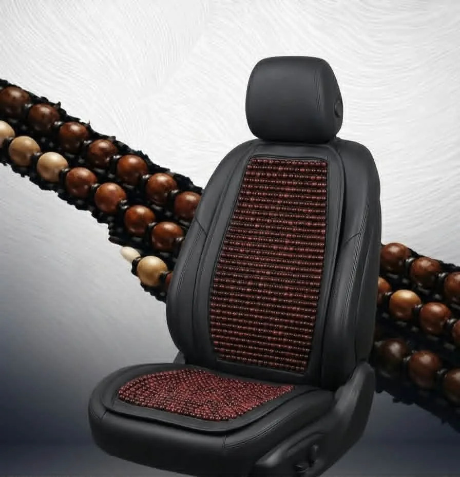 noir - Couvre-Siège Auto Massant en Perles de Bois – Confort Premium & Style – Tunisie