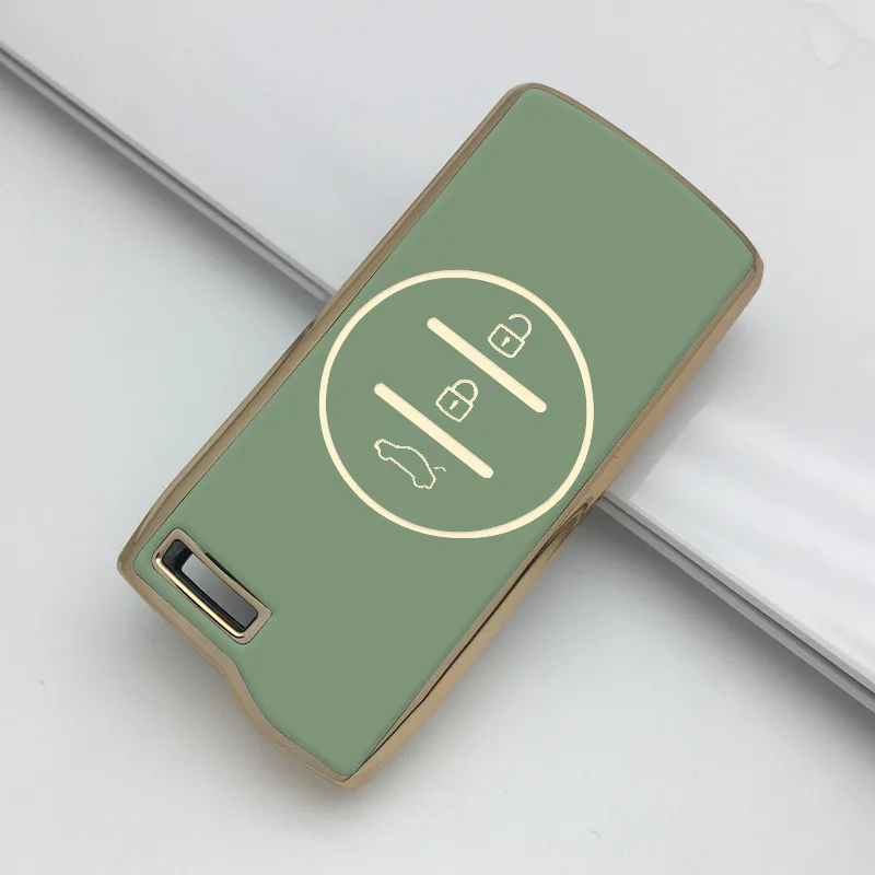 vert - Coque de Clé Luxe TPU "Gold Edge" pour Chery Tiggo, Exeed & JAC – Protection Élégante & Antichoc – Tunisie